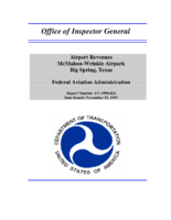 Airport Revenues McMahonWrinkle Airpark Big Spring Texas