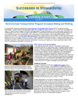 Successes in Stewardship  Nonmotorized Transportation Program Increases Biking and Walking