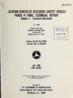 CalspanChrysler Research Safety Vehicle Phase III Final Technical Report Volume II Technical Discussion