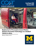 Deployment of a Preemption Based Motion Sickness Prevention Technology on a Testbed Vehicle in Mcity