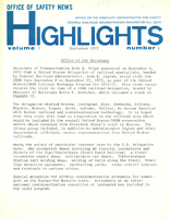 Office of Safety News Highlights September 1972