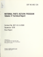 National parts return program  Volume II technical report