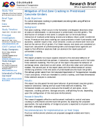 Mitigation of End Zone Cracking in Prestressed Concrete Girders Brief