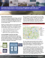 Prototype road weather performance management RWPM tool and Minnesota Department of Transportation MnDOT field evaluation