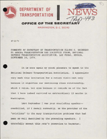 Comments by Secretary of Transportation Claude S Brinegar to Annual Transportation and Logistics Forum National Defense Transportation Association
