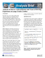 Analysis of Driver Critical Reason and Years of Driving Experience in Large Truck Crashes Analysis Brief