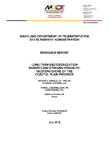 LongTerm Bed Degradation in Maryland Streams Phase IV  Western Shore of the Coastal Plain Province