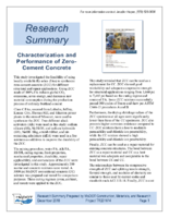 Characterization and Performance of ZeroCement Concrete Research Summary