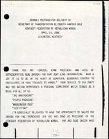 Remarks Prepared for Delivery by Secretary of Transportation Elizabeth Hanford Dole to the Kentucky Federation of Republican Women