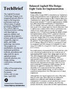 Balanced Asphalt Mix Design Eight Tasks for Implementation Tech Brief