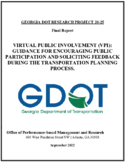 Virtual Public Involvement VPI Guidance for Encouraging Public Participation and Soliciting Feedback During the Transportation Planning Process