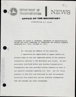 Statement by Claude S Brinegar Secretary of Transportation Before the House Committee on Interstate and Foreign Commerce Regarding HR 9142