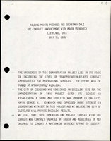 Talking Points Prepared for Secretary Dole WBE Contract Announcement with Mayor Voinovich