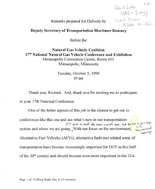 Deputy Secretary of Transportation Mortimer Downey Speeches October 1999