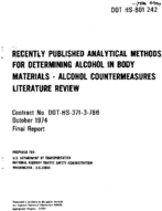 Recently Published Analytical Methods for Determining Alcohol in Body Materials Alcohol Countermeasures Literature Review