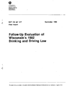 FollowUp Evaluation of Wisconsins 1982 Drinking and Driving Law