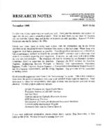 Research notes  November 1995