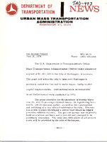 Department of Transportation News Urban Mass Transportation Administration 8474