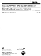 Measurement and Specification of Construction Quality Volume 1
