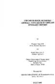 Crumb rubber modified asphalt concrete in Oregon  summary report