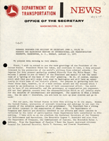 Remarks Prepared for Delivery by Secretary John A Volpe to Keynote the Washington Meeting on International Air Transportation Security