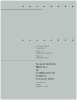 Airport Activity Statistics of Certificated Air Carriers Summary Tables Twelve Months Ending December 31 1999