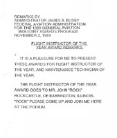 FAA Administrator James B Busey Speeches November 1989