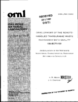 Development of the RemoteHandled Transuranic Waste Radioassay Data Quality Objectives An Evaluation of RHTRU Waste Inventories Characteristics Radioassay Methods and Capabilities