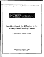 Consideration of the 15 Factors in the Metropolitan Planning Process