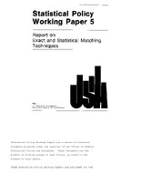 Statistical Policy Working Paper 5 Report on Exact and Statistical Matching Techniques