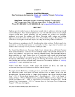 Improving Small City Highways New Techniques for Improving Safety and Livability through Technology Transfer