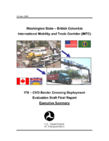 Washington stateBritish Columbia international mobility and trade corridor IMTC  ITSCVO border crossing deployment evaluation draft report  executive summary