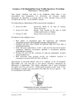 Summary of the regional hurricane traffic operations workshops held January  February 2002
