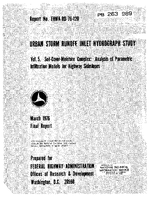 Urban Storm Runoff Inlet Hydrograph Study Vol 5 SoilCoverMoisture Complex Analysis of Parametric Infiltration Models for Highway Sideslopes