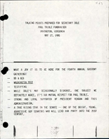 Talking Points for Secretary of Transportation Elizabeth Hanford Dole for the Paul Trible Fundraiser