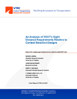 An Analysis of VDOTs Sight Distance Requirements Relative to ContextSensitive Designs