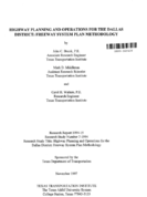 Highway planning and operations for the Dallas district  freeway system plan methodology