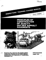 Principles of Construction of Quality HotMix Asphalt Pavements Inspectors Training Course Manual Final Version