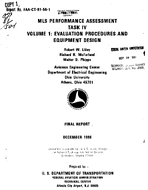 MLS Performance Assessment Task IV Volume I Evaluation Procedures and Equipment Design