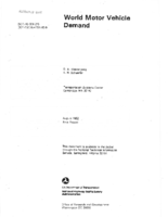 World Motor Vehicle Demand