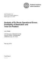 Analysis of en Route Operational Errors Probability of Resolution and TimeonPosition