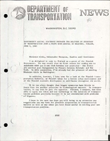 Contingency Arrival Statement Prepared for Delivery by Secretary of Transportation John A Volpe upon Arrival in Helsinki Finland