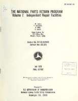 The national parts return program  Volume I  independent repair facilities