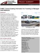 Communicating Information for Traveling on Managed Lane Networks Project Summary