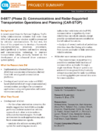 Communications and RadarSupported Transportation Operations and Planning CARSTOP Phase 2 Project Summary