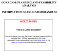 Corridor Planning and Feasibility Analysis Information Search Memorandum