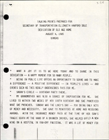 Talking Points Prepared for Secretary of Transportation Elizabeth Hanford Dole Dedication of Old Age Home