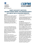 Short Line Safety Institute The Most Robust Model for Assessing Safety Culture in the US Railroad Industry