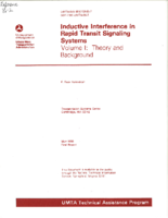 Inductive Interference in Rapid Transit Signaling Systems Volume I Theory and Background