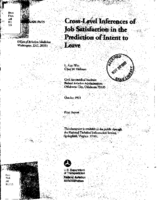 CrossLevel Inferences of Job Satisfaction in the Prediction of Intent to Leave